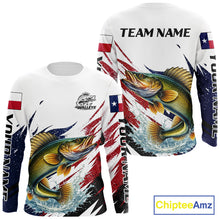 Load image into Gallery viewer, Custom Texas Flag Walleye Fishing Shirts, Texas Walleye Fishing Shirts Long Sleeve For Team NHT911