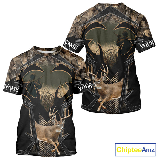 Deer Hunting Shirt 3D All-Over Print Deer with Camo Forest, Gift for Deer Hunters Men NHT360