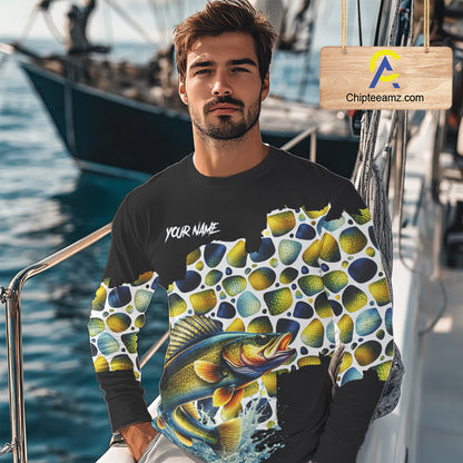 Personalized Walleye Fishing Shirt Long Sleeve, Fishing Shirts For Men NHT413