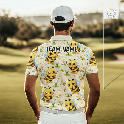 Funny Mens Golf Polo Shirt Custom Bee Pattern, Bee Golf Shirts For Team NHT541