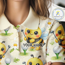 Load image into Gallery viewer, Funny Womens Golf Polo Shirt Custom Bee Pattern, Bee Golf Shirts For Team NHT541
