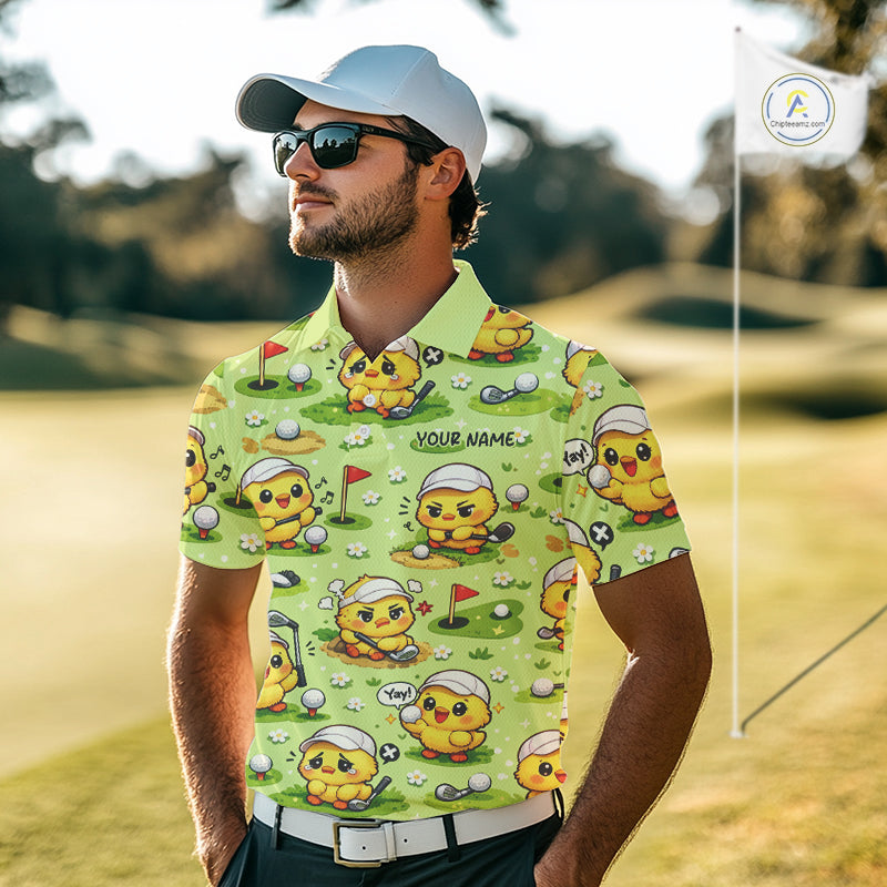Funny Chicken Golf Polo Shirt For Men, Cute Chicken With Golf Shirts For Team NHT542