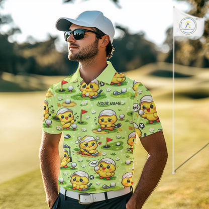 Funny Chicken Golf Polo Shirt For Men, Cute Chicken With Golf Shirts For Team NHT542