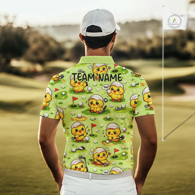Funny Chicken Golf Polo Shirt For Men, Cute Chicken With Golf Shirts For Team NHT542