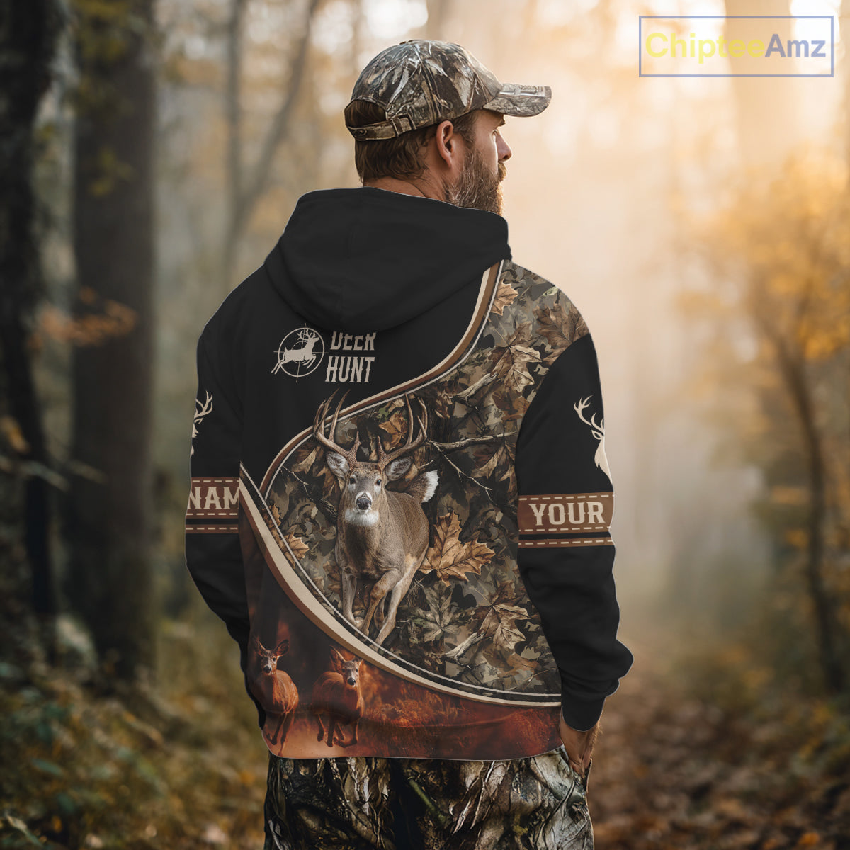Deer Jumping Shirt Black Camo 3D Custom, Season Deer Hunting, Whitetail Deer Shirt NHT134