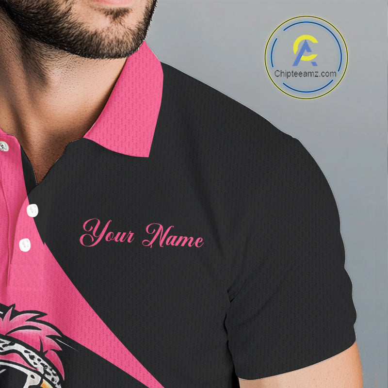 Funny Pink Flamingo Golf Polo Shirt For Men, Custom Flamingo Golf Shirt For Team NHT543