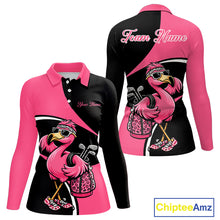 Load image into Gallery viewer, Funny Pink Flamingo Golf Polo Shirt For Womens, Custom Flamingo Golf Shirt For Team NHT543
