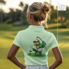 Load image into Gallery viewer, Personalized Womens Golf Polo Shirt Custom Name Funny Green Parrot Design|Green 
