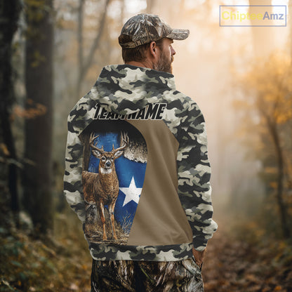 Custom Big Buck Deer Hunting 3D All Over Print Camo with Texas Flag Outdoor Hunting Apparel NHT32