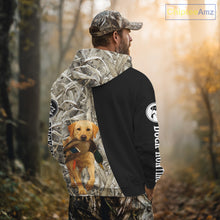 Load image into Gallery viewer, Yellow Lab Duck Hunting Shirt, Custom Name 3D Black Camo Winter Waterfowl Hunting Gear NHT233