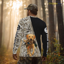 Load image into Gallery viewer, Yellow Lab Duck Hunting Shirt, Custom Name 3D Black Camo Winter Waterfowl Hunting Gear NHT233