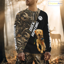 Load image into Gallery viewer, Waterfowl Duck Hunting With Yellow Lab Dogs, Custom Name All Over Print Shirts NHT234