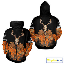 Load image into Gallery viewer, Skull Deer Hunting Custom Name Orange Camo Shirt, Deer Hunting Clothing, Hunting Gift NHT237