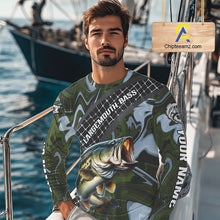 Load image into Gallery viewer, Largemouth Bass Fishing Shirts Long Sleeve Abstract Green Camo Performance Jersey For Men NHT922