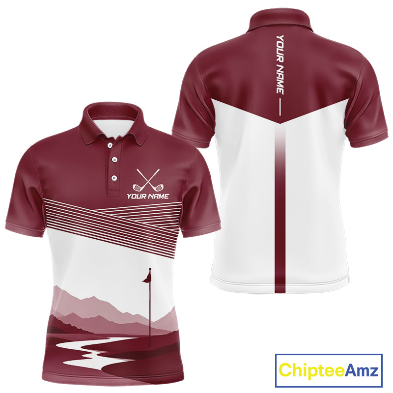 Personalized Golf Polo Shirt Custom Name Golf Club Polo For Men Golf Tournament Apparel|Red 
