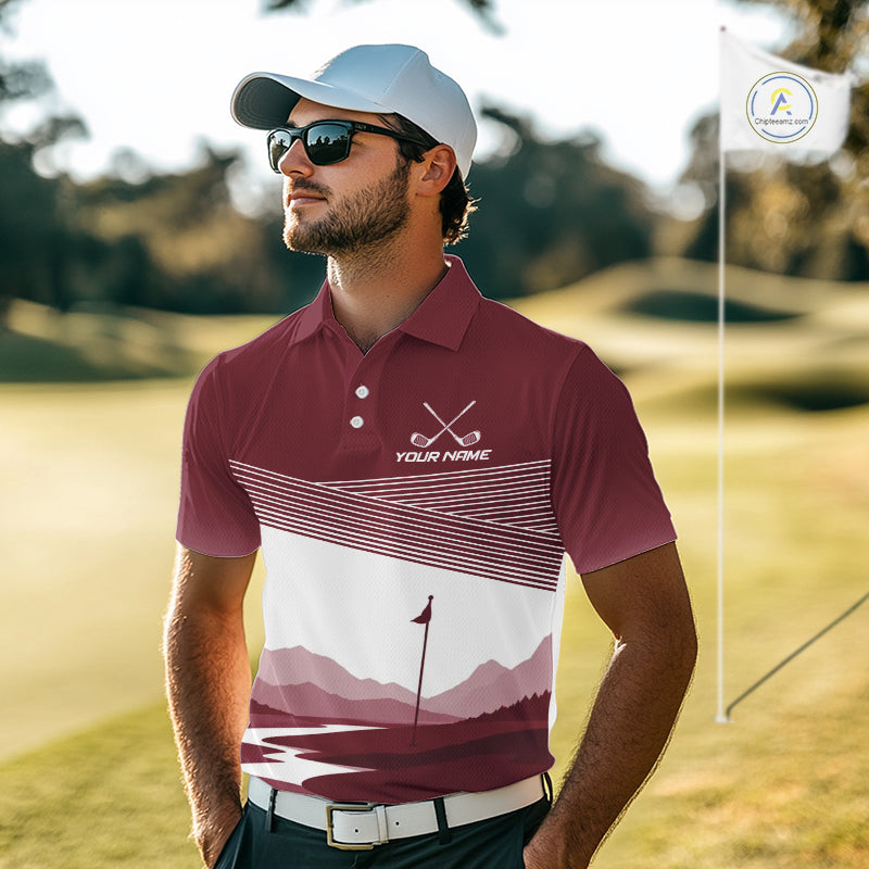 Personalized Golf Polo Shirt Custom Name Golf Club Polo For Men Golf Tournament Apparel|Red 
