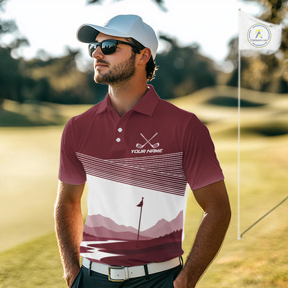 Personalized Golf Polo Shirt Custom Name Golf Club Polo For Men Golf Tournament Apparel|Red 
