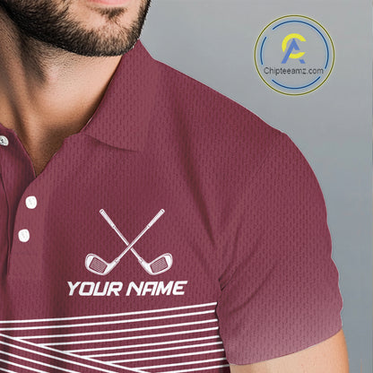 Personalized Golf Polo Shirt Custom Name Golf Club Polo For Men Golf Tournament Apparel|Red NHT1097