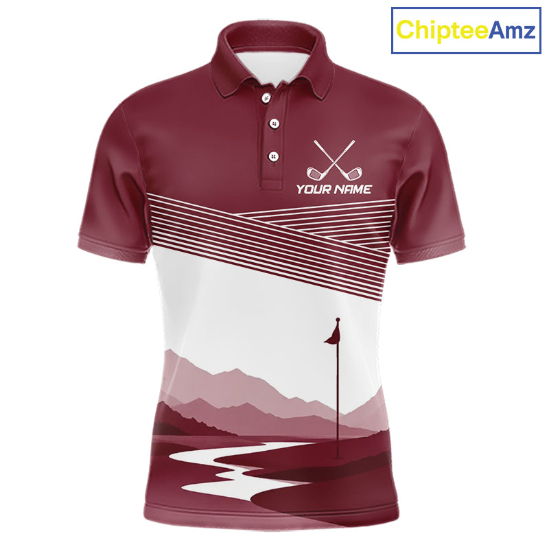 Personalized Golf Polo Shirt Custom Name Golf Club Polo For Men Golf Tournament Apparel|Red 