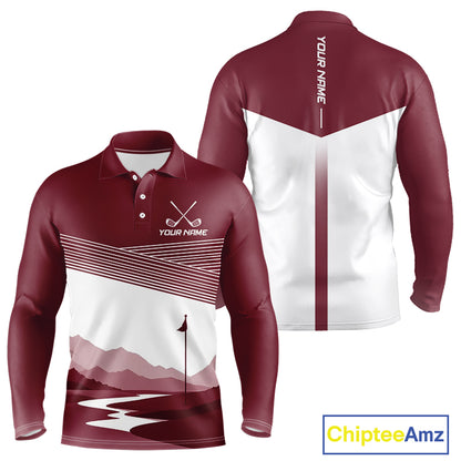 Personalized Golf Polo Shirt Custom Name Golf Club Polo For Men Golf Tournament Apparel|Red 