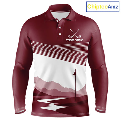 Personalized Golf Polo Shirt Custom Name Golf Club Polo For Men Golf Tournament Apparel|Red 