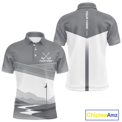 Personalized Golf Polo Shirt Custom Name Golf Club Polo For Men Golf Tournament Apparel|Gray 