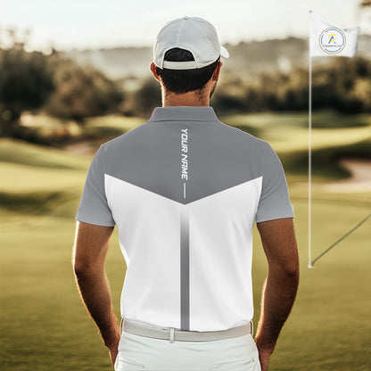 Personalized Golf Polo Shirt Custom Name Golf Club Polo For Men Golf Tournament Apparel|Gray 