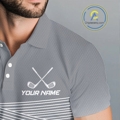 Personalized Golf Polo Shirt Custom Name Golf Club Polo For Men Golf Tournament Apparel|Gray NHT1098