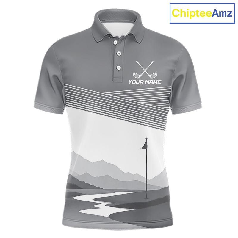 Personalized Golf Polo Shirt Custom Name Golf Club Polo For Men Golf Tournament Apparel|Gray 
