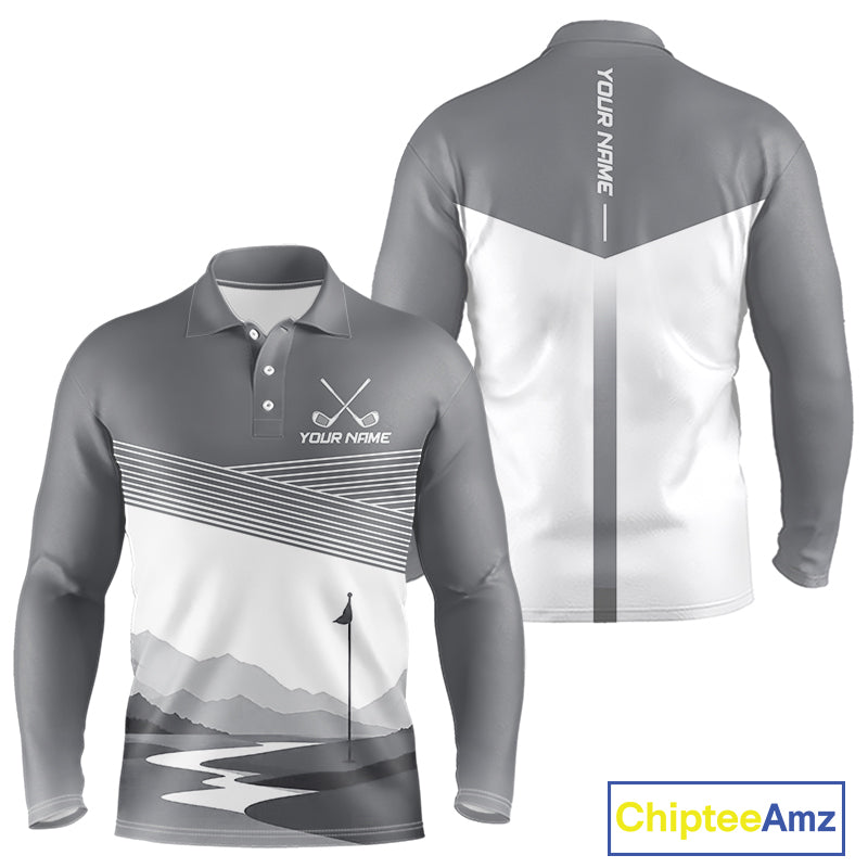 Personalized Golf Polo Shirt Custom Name Golf Club Polo For Men Golf Tournament Apparel|Gray 