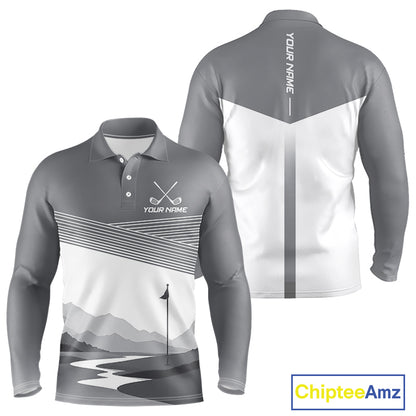 Personalized Golf Polo Shirt Custom Name Golf Club Polo For Men Golf Tournament Apparel|Gray 