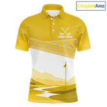 Load image into Gallery viewer, Personalized Golf Polo Shirt Custom Name Golf Club Polo For Men Golf Tournament Apparel|Yellow 