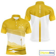 Load image into Gallery viewer, Personalized Golf Polo Shirt Custom Name Golf Club Polo For Men Golf Tournament Apparel|Yellow 
