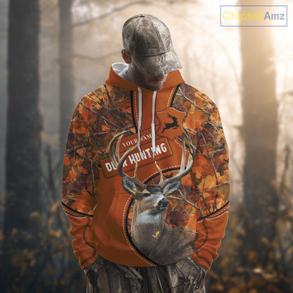 Whitetail Deer Hunting Shirt Orange Camo 3D All Over Print Personalized Gift for Hunters NHT38