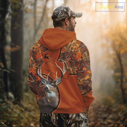 Whitetail Deer Hunting Shirt Orange Camo 3D All Over Print Personalized Gift for Hunters NHT38