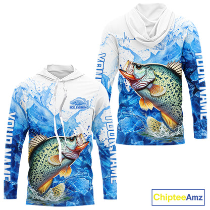 Crappie Fishing Shirts Hooded, Ice Fishing Long Sleeve Shirt For Men, Crappie Fishing Apparel NHT1384