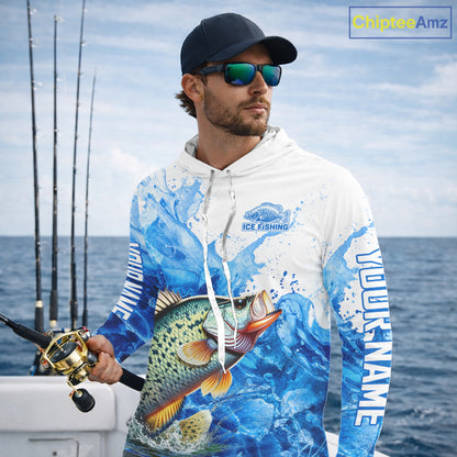 Crappie Fishing Shirts Hooded, Ice Fishing Long Sleeve Shirt For Men, Crappie Fishing Apparel NHT1384