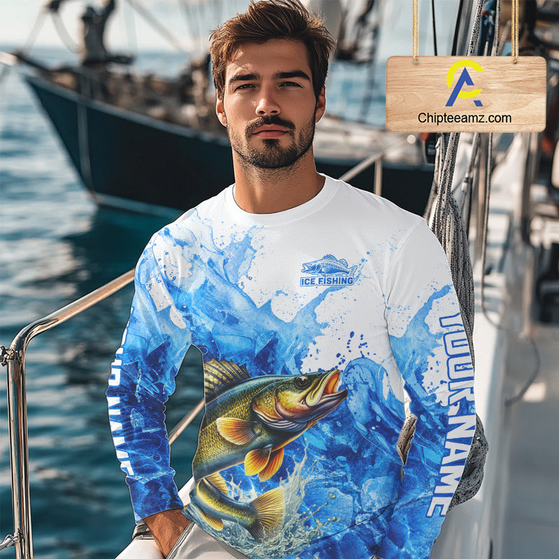 Walleye Fishing Shirt, Ice Fishing Long Sleeve Shirt For Men, Walleye Fishing Apparel NHT1385