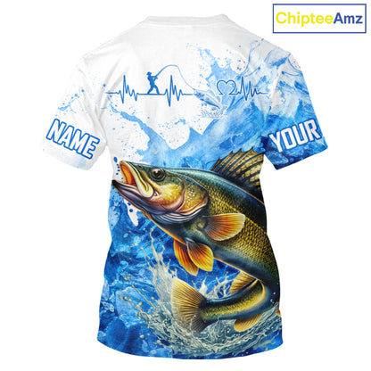 Walleye Fishing Shirts Short Sleeve, Ice Fishing Long Sleeve Shirt For Men, Walleye Fishing Apparel NHT1385