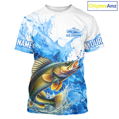 Walleye Fishing Shirts Short Sleeve, Ice Fishing Long Sleeve Shirt For Men, Walleye Fishing Apparel NHT1385