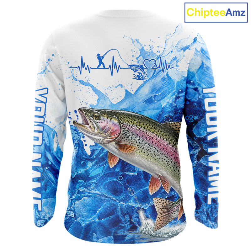 Rainbow Trout Fishing Shirt, Ice Fishing Long Sleeve Shirt For Men, Rainbow Trout Fishing Apparel NHT1386