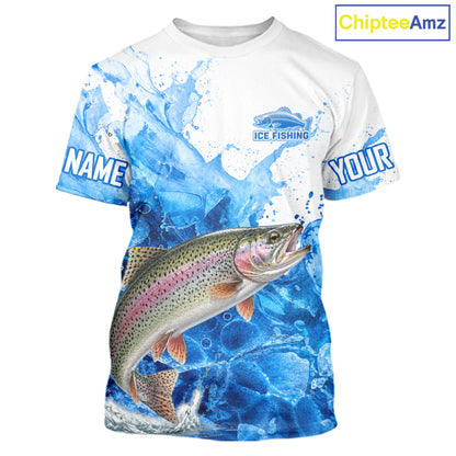 Rainbow Trout Fishing Shirts Short Sleeve, Ice Fishing Long Sleeve Shirt For Men, Rainbow Trout Fishing Apparel NHT1386