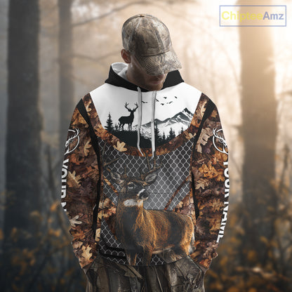Whitetail Deer Hunting Custom Name Camo Hoodie, Best Deer Hunting Gift For Men NHT368