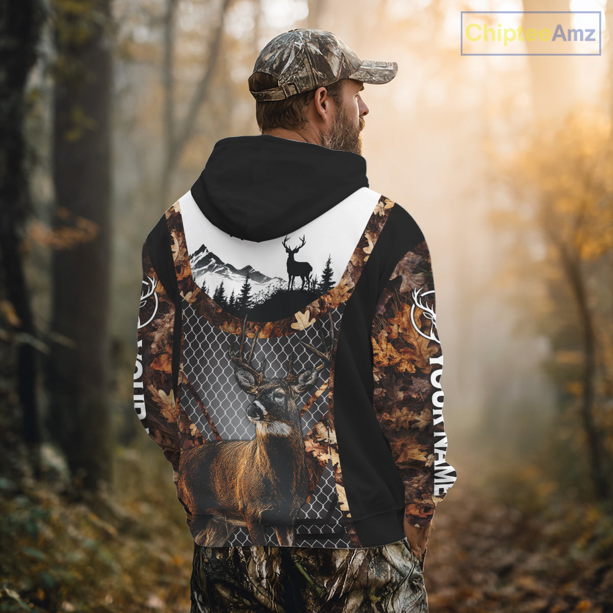 Whitetail Deer Hunting Custom Name Camo Hoodie, Best Deer Hunting Gift For Men NHT368