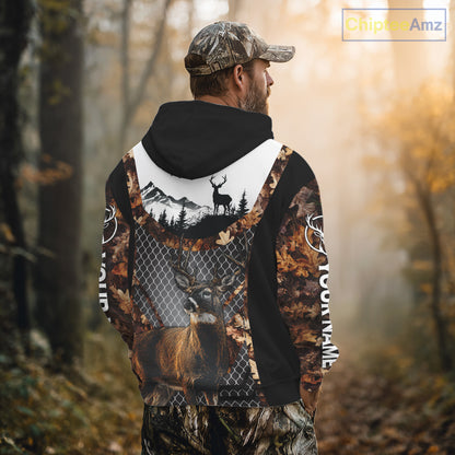 Whitetail Deer Hunting Custom Name Camo Hoodie, Best Deer Hunting Gift For Men NHT368