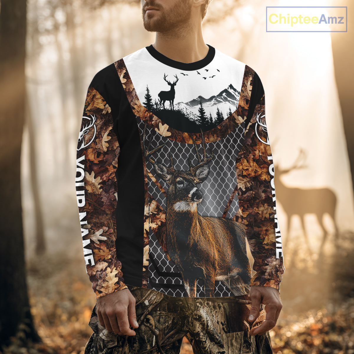 Whitetail Deer Hunting Custom Name Camo Hoodie, Best Deer Hunting Gift For Men NHT368