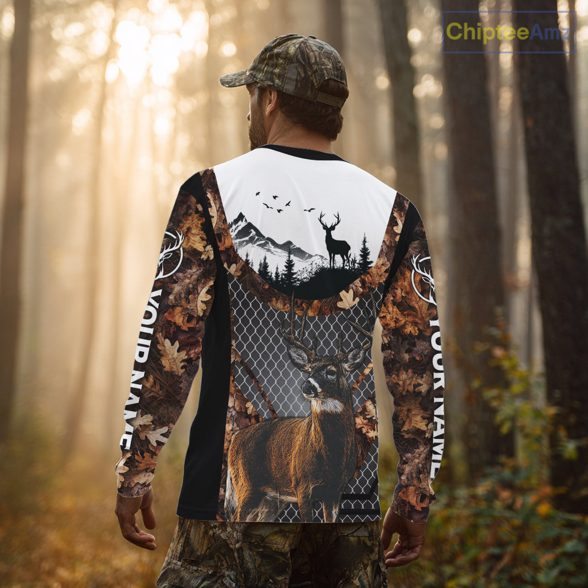 Whitetail Deer Hunting Custom Name Camo Hoodie, Best Deer Hunting Gift For Men NHT368