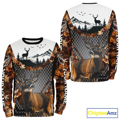 Whitetail Deer Hunting Custom Name Camo Hoodie, Best Deer Hunting Gift For Men NHT368