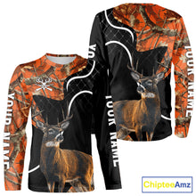 Load image into Gallery viewer, Personalized Whitetail Deer Hunting 3D All Over Printed Hoodie Orange Camo NHT369