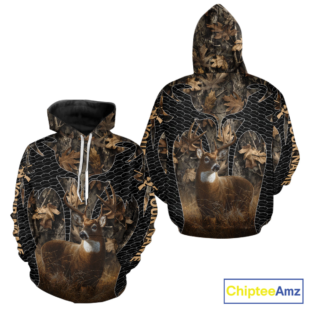 Hunting Camo Hoodie with Majestic Deer Print Outdoor Style, Deer Sweatshirts For Men NHT370